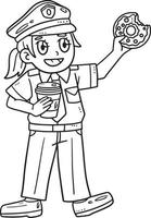 Police Having Coffee Break Isolated Coloring Page vector