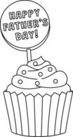 Happy Fathers Day Cupcake Isolated Coloring Page vector