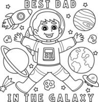 Fathers Day Best Dad in the Galaxy Coloring Page vector