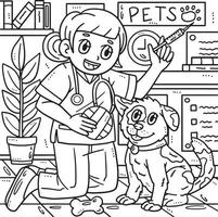 Labor Day Veterinarian and Dog Coloring Page vector