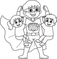 Fathers Day Super Dad Isolated Coloring Page vector
