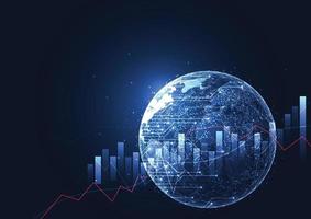 Global network connection with graph in futuristic concept for financial. World map point and Global business. Vector Illustration