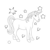 Line art unicorn  Children coloring book page vector