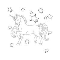 Line art unicorn  Children coloring book page vector