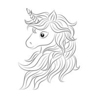 Line art unicorn  Children coloring book page vector