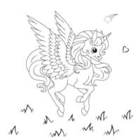 Children Coloring page design with cute unicorn vector