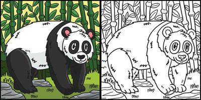 Panda Coloring Page Colored Illustration vector