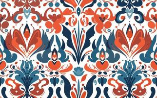 étnico resumen ikat modelo. sin costura modelo en tribal, gente bordado, mexicano estilo. azteca geométrico Arte ornamento diseño de impresión para alfombra, fondo de pantalla, ropa, envase, tela, cubrir, textil vector