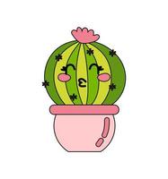 Cactus character Vector color doodle illustration isolated on white background