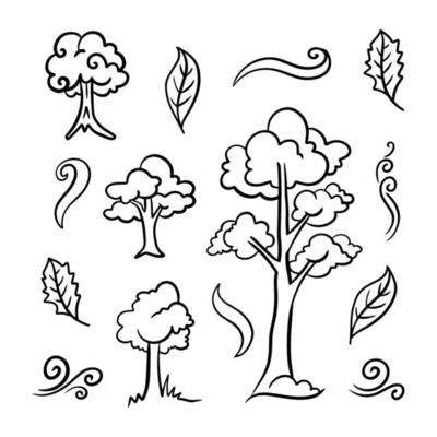 doodle set of hand drawn trees