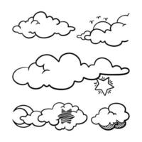 conjunto de garabatos de nubes, ilustración vectorial. vector