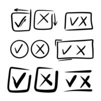 Tick and cross  signs. Checkmark OK and X icons. vector