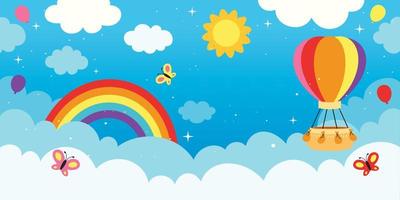 Beautiful Sky Background With Rainbow vector