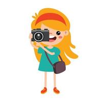 Little Cartoon Kid Taking Photo vector