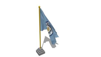 Manchester ville Football club drapeau début en volant dans le vent avec pôle base, 3d le rendu, luma mat sélection video