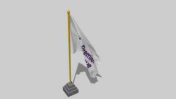 Premier League Flag Start Flying in The Wind with Pole Base, 3D Rendering, Luma Matte Selection video