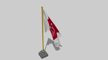 Amsterdamsche Football Club Ajax, AFC Ajax, Ajax Amsterdam Football Club Flag Start Flying in The Wind with Pole Base, 3D Rendering, Luma Matte Selection video