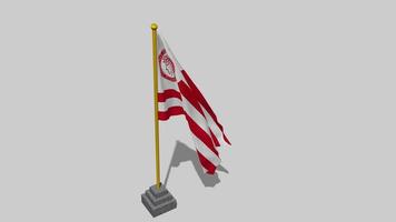 Olympiacos Club of Fans of Piraeu Flag Start Flying in The Wind with Pole Base, 3D Rendering, Luma Matte Selection video