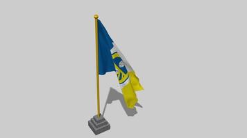 Leeds United Football Club Flag Start Flying in The Wind with Pole Base, 3D Rendering, Luma Matte Selection video