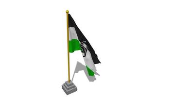 Borussia Mönchengladbach, Borussia mg, bmg Flagge Start fliegend im das Wind mit Pole Base, 3d Wiedergabe, Luma matt Auswahl video