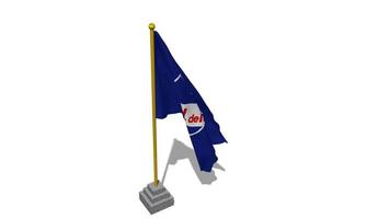 club nacional Delaware fútbol americano bandera comienzo volador en el viento con polo base, 3d representación, luma mate selección video