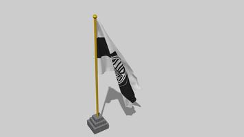 Club Olimpia Flag Start Flying in The Wind with Pole Base, 3D Rendering, Luma Matte Selection video