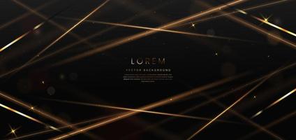 Abstract elegant gold glowing diagonal line with lighting effect sparkle on black background. Template premium award design. vector