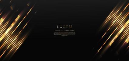 Abstract elegant black background with golden lines and lighting effect sparkle. Luxury template award design. vector