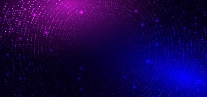 Abstract technology futuristic digital concept dot pattern with lighting glowing particles dot elements on dark blue and pink background. vector