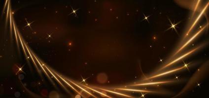 Abstract elegant bokeh golden light effect on dark brown background. vector