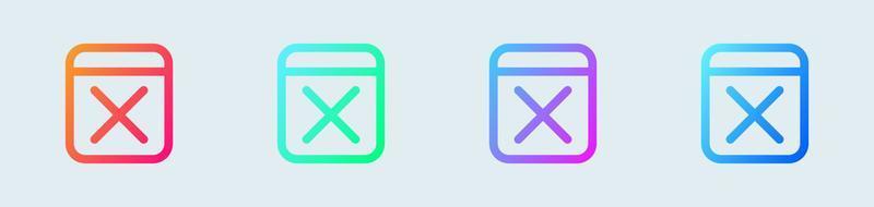 Remove line icon in gradient colors. Delete signs vector illustration.