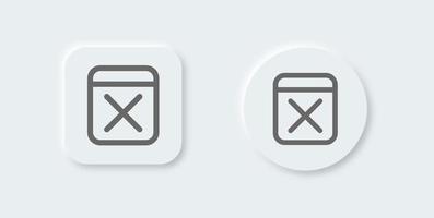 eliminar línea icono en neomórfico diseño estilo. Eliminar señales vector ilustración.