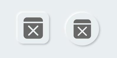 Remove solid icon in neomorphic design style. Delete signs vector illustration.