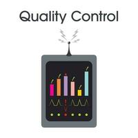 Quality control robot machine icon vector graphic illustration