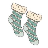 Cozy warm socks. Hand drawn illustration in doodle style. vector