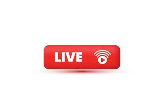 unique 3d realistic button live streaming broadcasting livestream trendy icon modern style object symbols illustration isolated on background vector