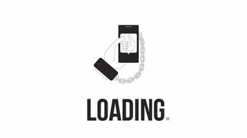 Media dependence bw loader animation. Flash message 4K video footage. Mobile phone addiction. Isolated monochrome loading progress indicator with alpha channel transparency for UI, UX web design