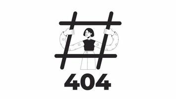 hashtag 404 error bw animación. social medios de comunicación uso. vacío estado 4k vídeo concepto imágenes con alfa canal transparencia. monocromo error destello mensaje para web página no encontró, ui diseño video