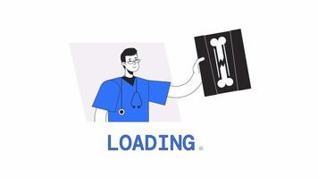 Fracture diagnostic loader animation. Online doctor. Flash message 4K video footage. Isolated outline colour loading progress indicator with alpha channel transparency for UI, UX web design