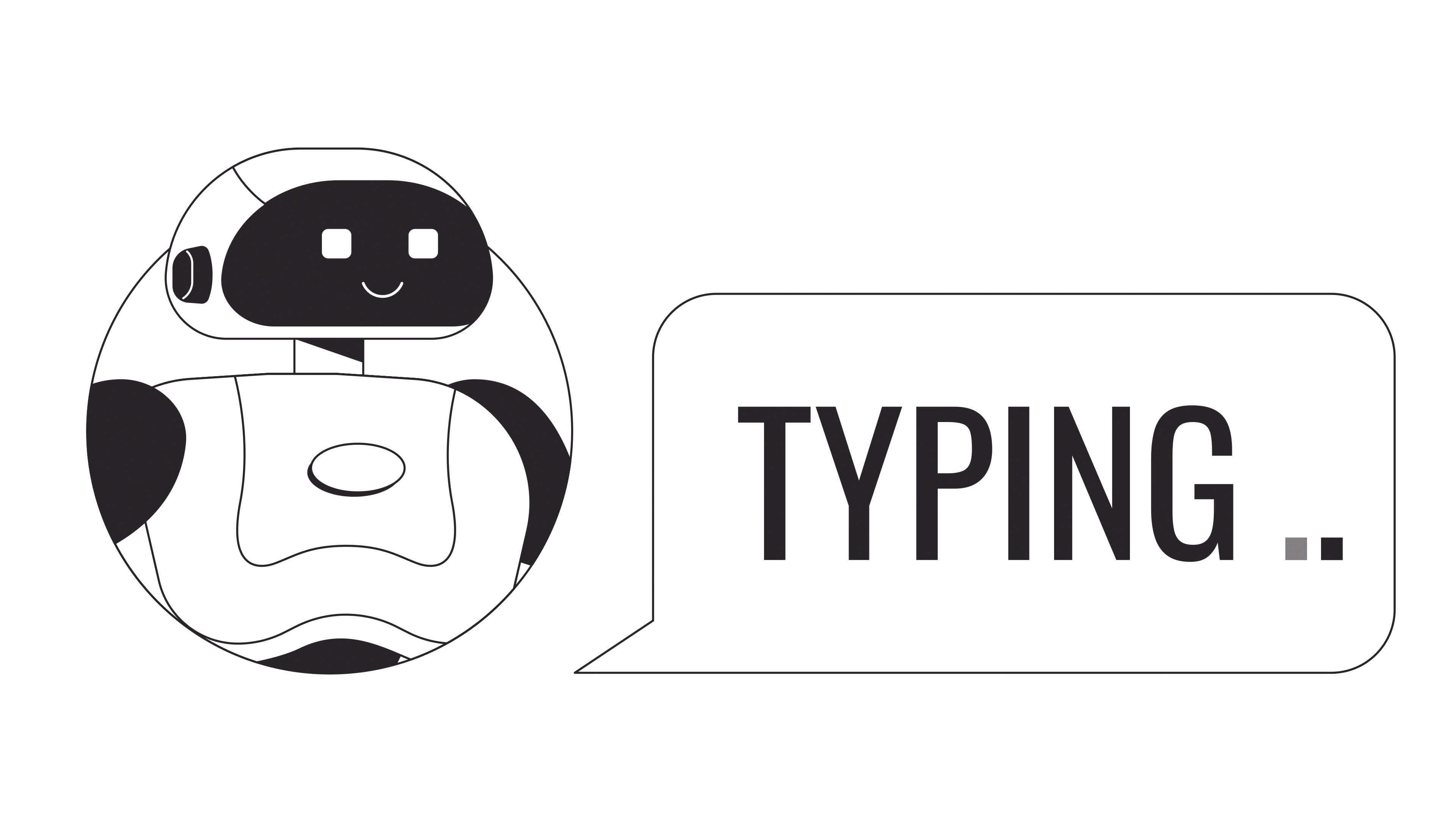 AI chatbot typing bw animation. Animated virtual assistant answering ...