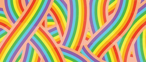 Happy Pride month background. LGBTQ community symbols with rainbow ribbons, grunge texture. Design for celebration against violence, bisexual, transgender, gender equality, rights concept. vector