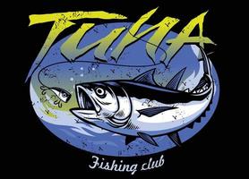 vintage t-shirt design of tuna fishing with texture vector