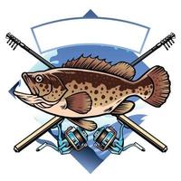 grouper fishing shirt design vector