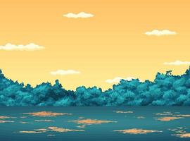 Beautiful park scene with lush trees and yellow sky vector