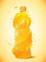 naranja jugo en botella forma en 3d ilustración vector