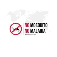 mundo malaria día social medios de comunicación correo, No mosquito No malaria diseño concepto vector