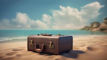 travel suitcase on the beach photo