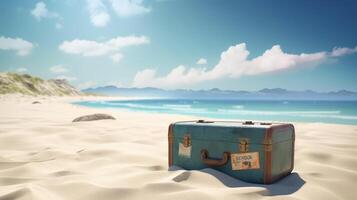 travel suitcase on the beach photo