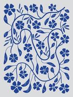 Matisse art background vector. Abstract natural hand drawn pattern design with blue flower and leaves branch. Simple contemporary style illustrated Design for fabric, print, cover, banner, wallpaper. vector