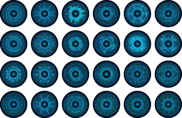 Modern Cybersecurity Technology Icon Pack with Eyes